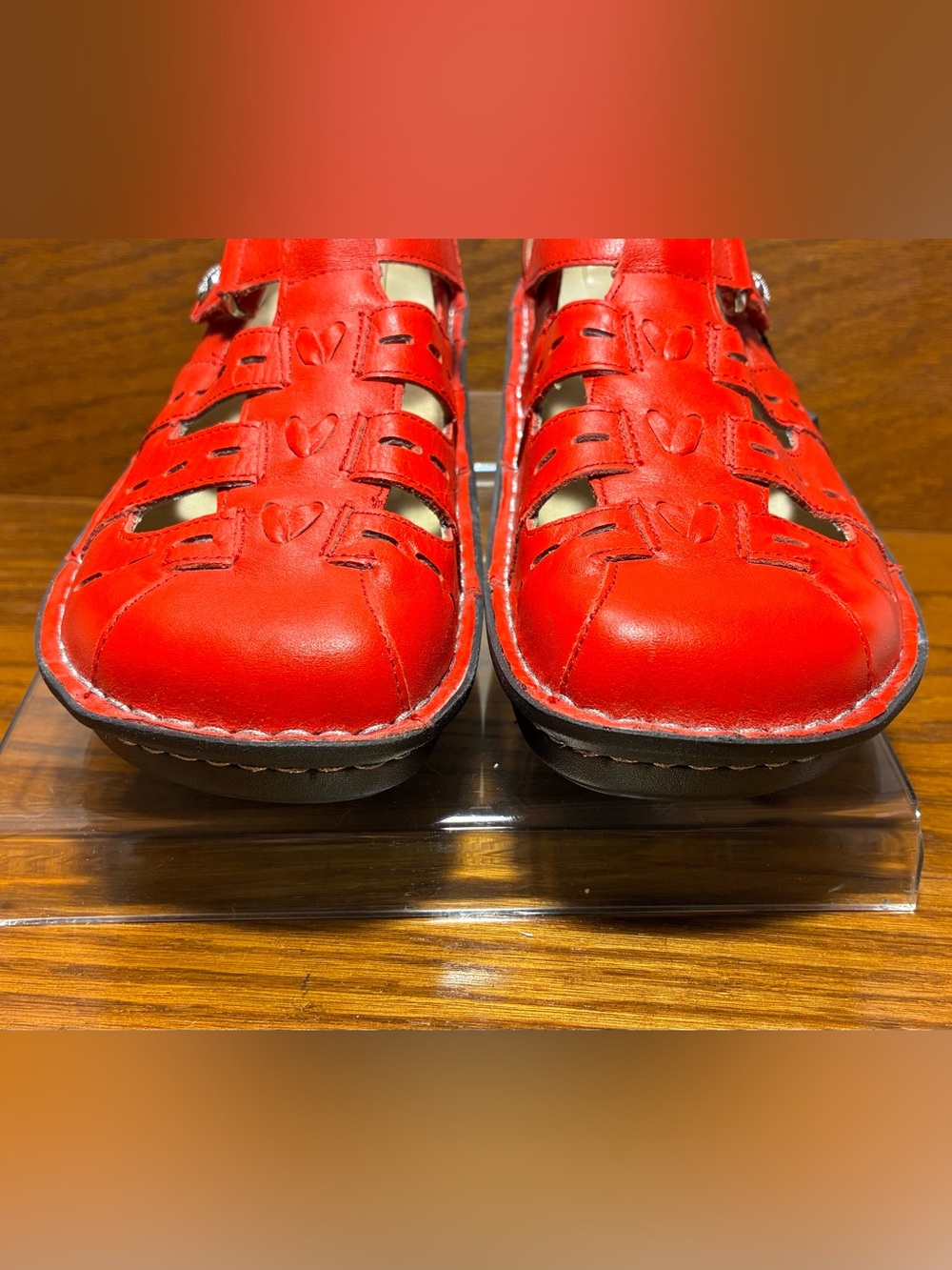 Alegria Pesca Tomato Red Leather Fisherman Sandals EU 37 US 7-7.5 - Picture 7 of 16